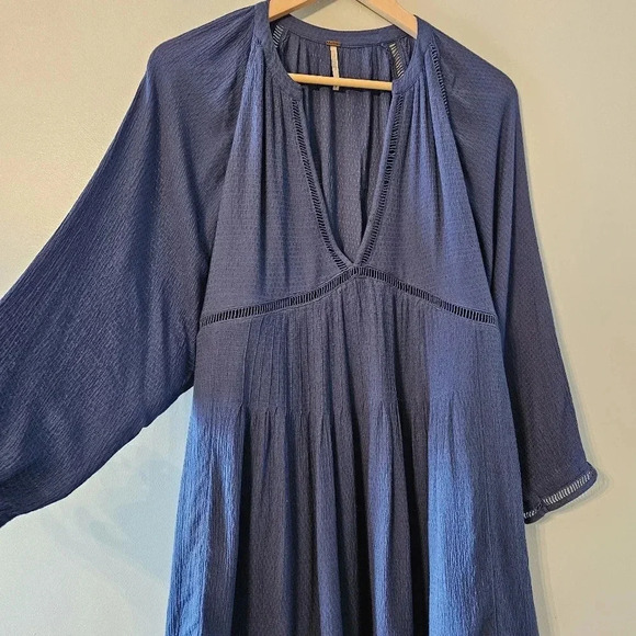 Free People Go Lightly Swing Babydoll Boho Blue  Women's Mini Dress Size Small. - Picture 8 of 16